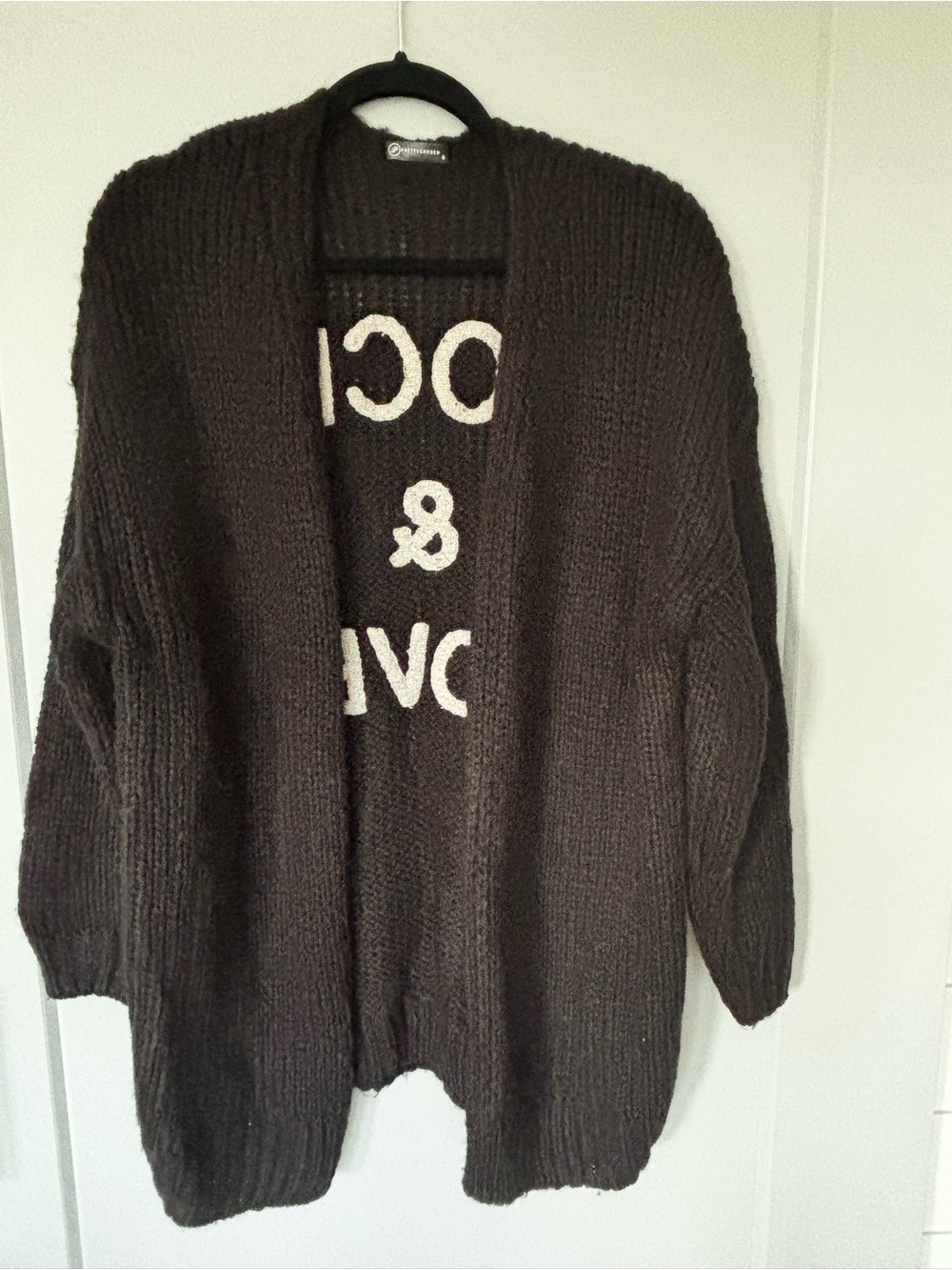 Chunky Black Open-Front Cardigan Sweater
